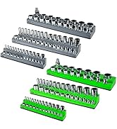 SUNHZ MCKP Magnetic Socket Organizer Set 6 PC, Socket Tool Holder Includes 1/4", 3/8", 1/2" Metri...