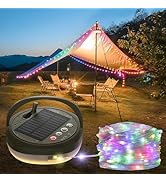 Glocusent 22 Modes Camping String Lights, 12 Ambient String Lights &amp; 10 RGB Lantern, 130 LEDs Rec...