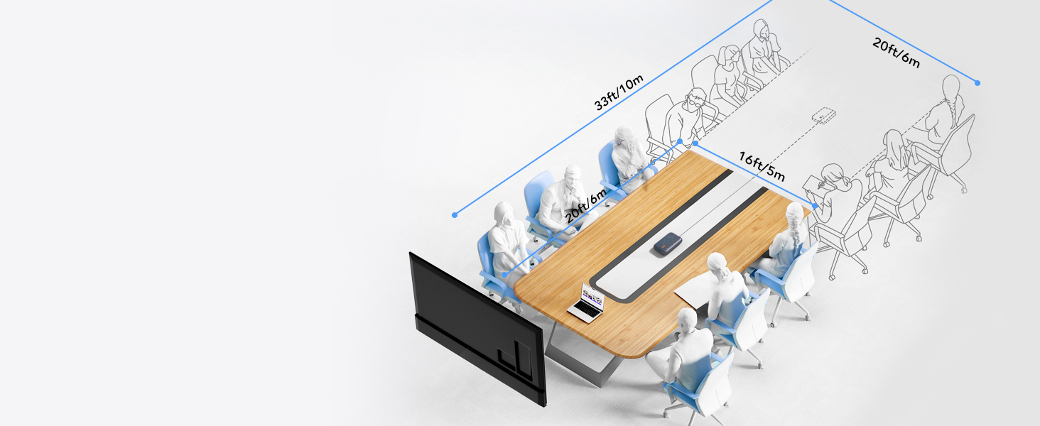 A15 Bluetooth Conference Speaker and Microphone, 360° 10ft Voice Pickup w/Noise Reduction