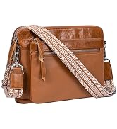 Ariscobull Small Soft Pebbled Real Leather Crossbody Handbags Purses Sling Crossover Shoulder Bag