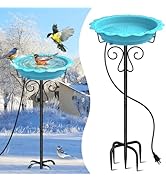 Jvgoo Heated Bird Bath for Outside Winter, Powerful 100W Thermostat Control Heated Bird Baths for...