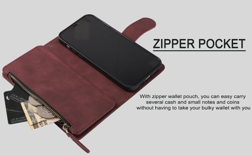 Phone Case with Zipper Pocket for cash and coins