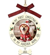 PAIVSUN My First Christmas Dog Photo Ornament 2025, Wooden Pet's 1st Xmas Photo Frame Ornaments, ...