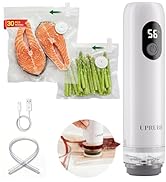 UPRUBE Compact Vacuum Sealer for Food (Vacuum Sealer Machine + 30 Reusable Vacuum Bags), Powerful...