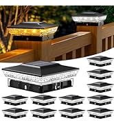 btfarm 12 Pack Solar Post Cap Lights Outdoor, 2 Color Modes 16 LED Fence Post Lights Fit 4x4 3.5x...