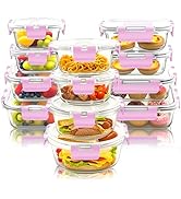 Bestfull 12 Pack Glass Meal Prep Food Storage Containers with Lids Airtight Stackable, Microwave,...