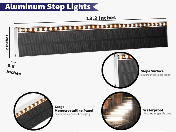 13.2x2x0.6 inches aluminum outdoor step lights strip metal anti-rust waterproof weather resistant