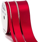 Ribbli 3 Rolls Double Faced Satin Red Craft Ribbon,Total 30 Yards,(1/4 Inch x 10-Yard,5/8 Inch x ...