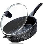 Toutrop Nonstick Deep Frying Pan Skillet with Lid, 12 Inch Large Skillet, 5 Quarts Saute Pan, Gra...