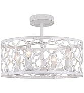 Bargeni Farmhouse Chandelier,15 inch Rustic Ceiling Light Fixture,Antique White Finish,4-Light Di...