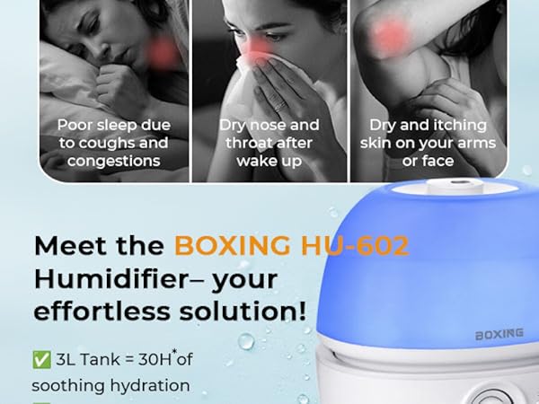 3-liter water tank lasts up to 30 hours