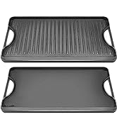 GGC Cast Iron Reversible Griddle, 2-in-1 Griddle Pan for Gas Stove Tops, Gas Grills and Camping, ...