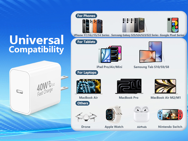 MFi Certified 2Pack 40W Dynamic Power Adapter USB C Charger Block Type C Wall Charger for iPhone 17