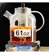 PARACITY Glass Teapot Stovetop 61oz, Clear Tea Kettle with Removable Stainless Steel Infuser, Gla...