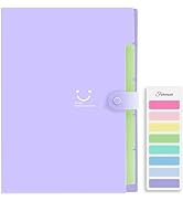 Forvencer Expanding File Folder, Purple Cute Folder for Important Documents 5 Pocket Folder Organ...