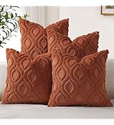 decorUhome Set of 4 Neutral Rust Fall Throw Pillow Covers 18x18 Inch, Decorative Soft Plush Faux ...