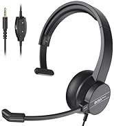 EKSA H15 Headset with Microphone for Laptop, PC Headset with Mic Noise Cancelling, 3.5mm Cable, i...