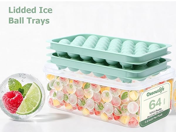 2 Pcs Lidded Ice Ball Trays 64