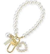 Kryoflare Pearl Keychain Wristlet Golden Imitation Pearl Key Chain Women Cute Purse Charms Pendan...