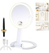 MOMOKUBA Magnifying Mirror with Light 30X/1X, Lighted Makeup Mirror with Magnification, Make Up M...