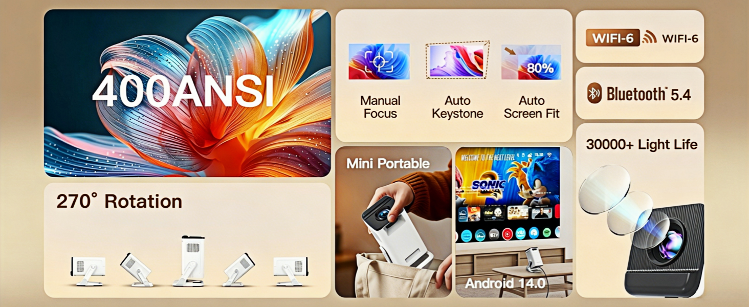 X1 mini projector with wifi and bluetooth for bedroom smart 4K phone proyector small portable