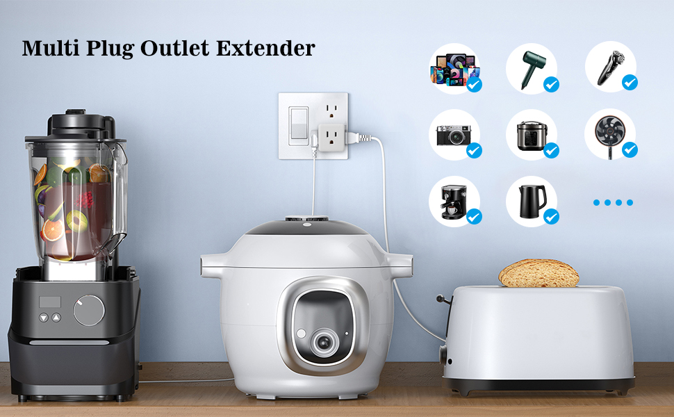 Multi Plug Wall Outlet Extender
