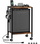 Akxomel 16.5" W Computer Tower Stand with Charging Station and USB Port, 2 Tier Mobile Floor PC S...