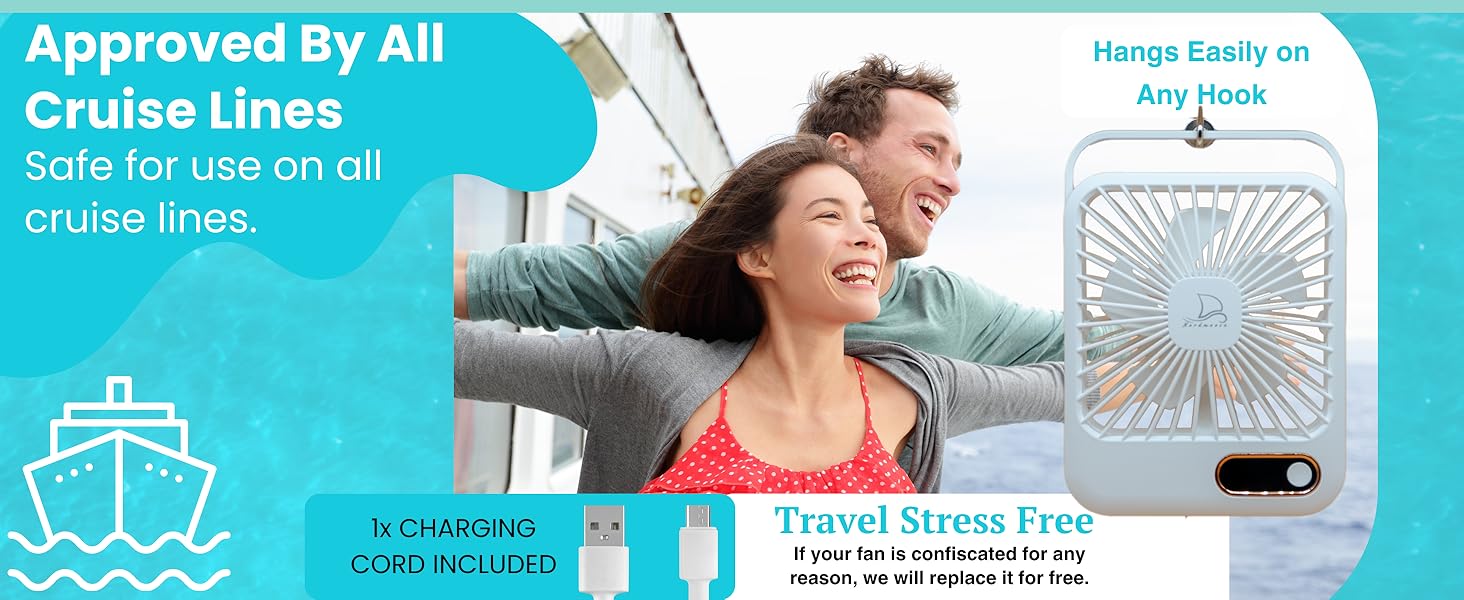 Cruise fan approved Carnival, desk fan for sleeping, nightstand fan, fan for nightstand sleeping