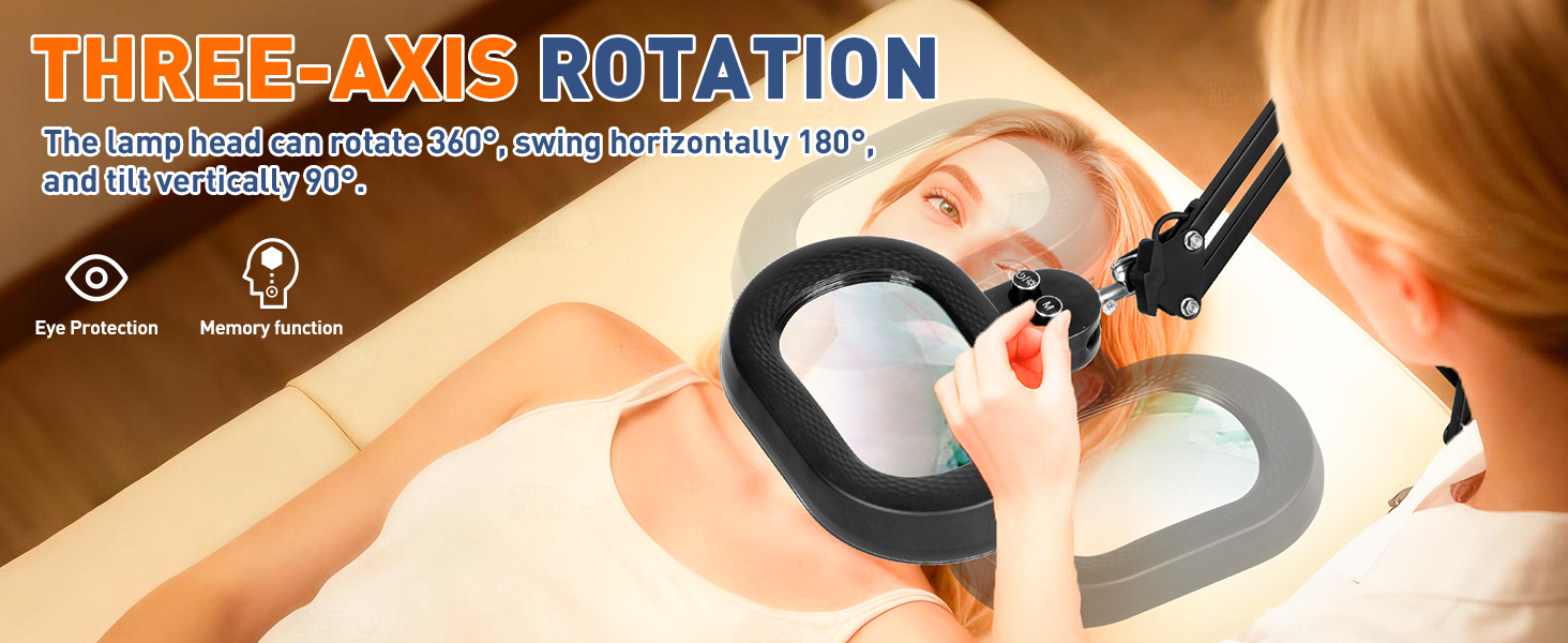 12x magnifying 3-axis rotating lamp head lighted magnifying glass with stand magnifying lamp