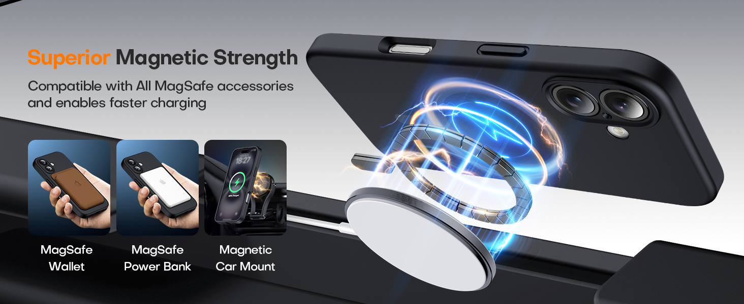 EXZLLEN Magnetic for iPhone 16 Plus Case, Compatible with All MagSafe Accessories