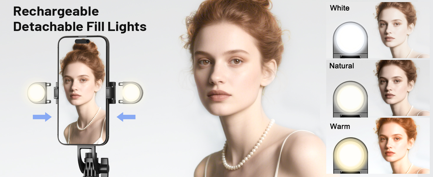 content creator essentials tripod for iphone with light, selfie stick for iphone with light