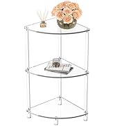 Eglaf Acrylic Triangle End Table - 3 Tier Corner Side Table - Small Corner Table for Living Room,...