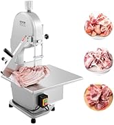 VEVOR Commercial Electric Meat Bandsaw, 1800W Stainless Steel Countertop Bone Sawing Machine, Wor...