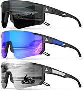 QALLY Polarized Sports Sunglasses for Men, UV400 Protection Mens Sunglasses Wrap Around Sun Glass...