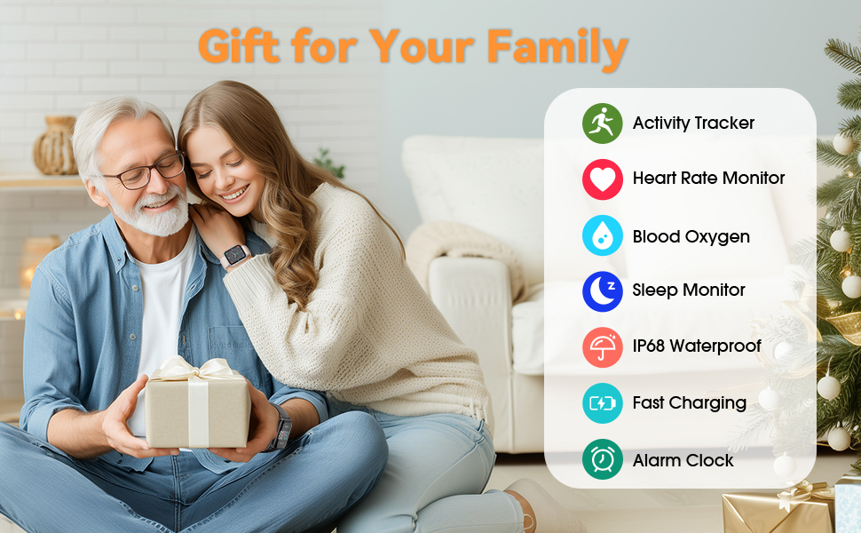 Gift for parents and kids, fitness tracker watch with alarm clock