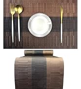 PIGCHCY Elegant Placemats with Matching Table Runner,Washable Plastic Placemats for Dining Table ...