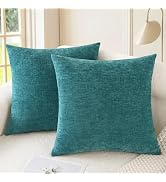 CaliTime Throw Pillow Covers Decorative 18 X 18 Inches Pack of 2 Cozy Chenille Cushion Cases for ...
