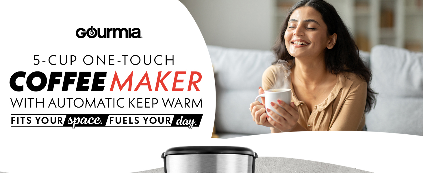 Gourmia 5 Cup One Touch Coffee Maker KEep Warm coffee Machine