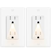 Greencycle Outlet with Night Light,2PK 15Amp Decora Electrical Wall Outlet Plug Replacement,110V,...