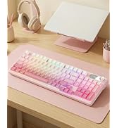 EWEADN V102 Wireless Keyboards, 102-Key Gaming Keyboard with Screen &amp; Media Knob, Custom RGB Back...