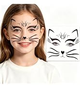Black Glitter Cat Face Stickers Cute Cat Face Temporary Tattoos for Women Men Self-adhesive Anima...