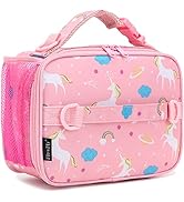FlowFly Kids Lunch Bag, Durable Insulated School Lunch Box with Shoulder Strap and Bottle Holder,...
