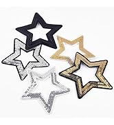 20Pcs Hollow Star Iron on Patches Sequin Stars Patches Glitter Star Iron on Patches for Hats Clot...