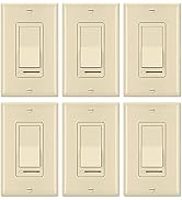 [6 Pack] BESTTEN Ivory Dimmer Light Switch, 3 Way or Single Pole, for Dimmable LED, Halogen and I...