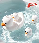 4Pcs No-Hole Goose Family Bath Toys BPA-free soft rubber, sensory floating bath set