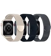 BELONGME 3 Pack Mesh Loop Compatible with Apple Watch Band 38mm 40mm 41mm 42mm 44mm 45mm 49mm Ser...