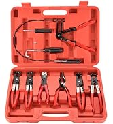 NYXOVA 9pcs Wire Long Reach Hose Clamp Pliers Set Fuel Oil Water Hose Auto Tools with Case (Red)