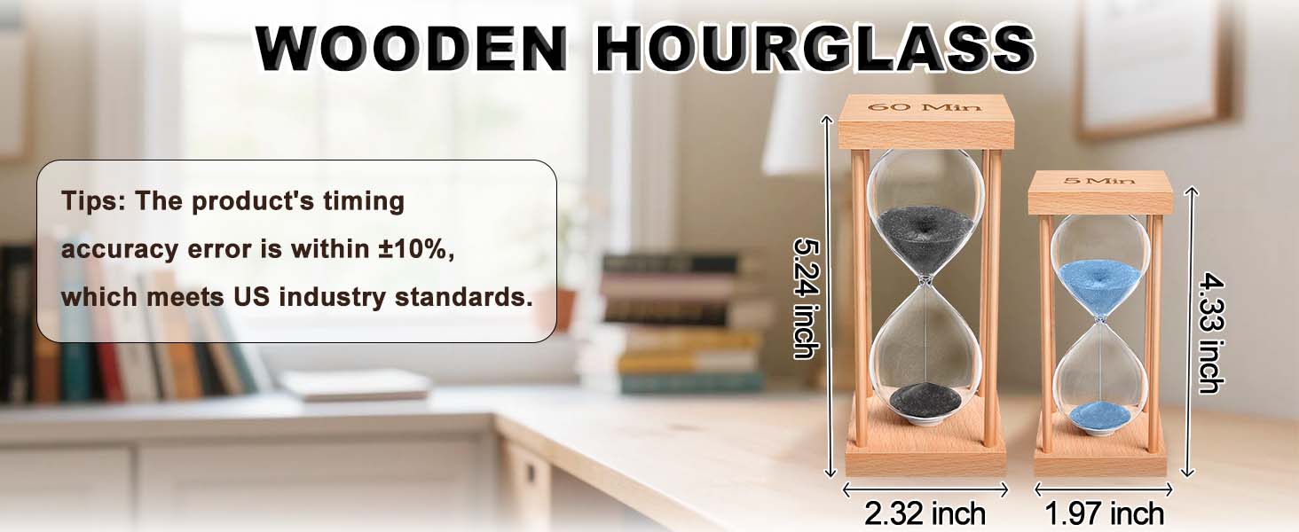 Min Wooden Hour Glass for Classroom, Sandglass, Reloj De Arena Decorativo, Home, Office, Game, Gift