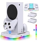 Cooling Fan Stand & RGB Light Strip for Xbox Series S,Dual Charger Station with 2 X 1400mAH Recha...