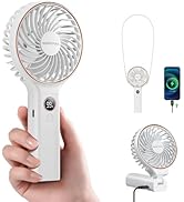 SWEETFULL Handheld Portable Fan, 5000mAh Rechargeable Battery, 6 Speed Wind, LED Digital Display,...